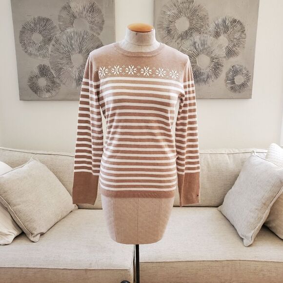 Tommy Hilfiger Striped Cotton Snowflake Sweater sz Sm - Picture 4 of 13